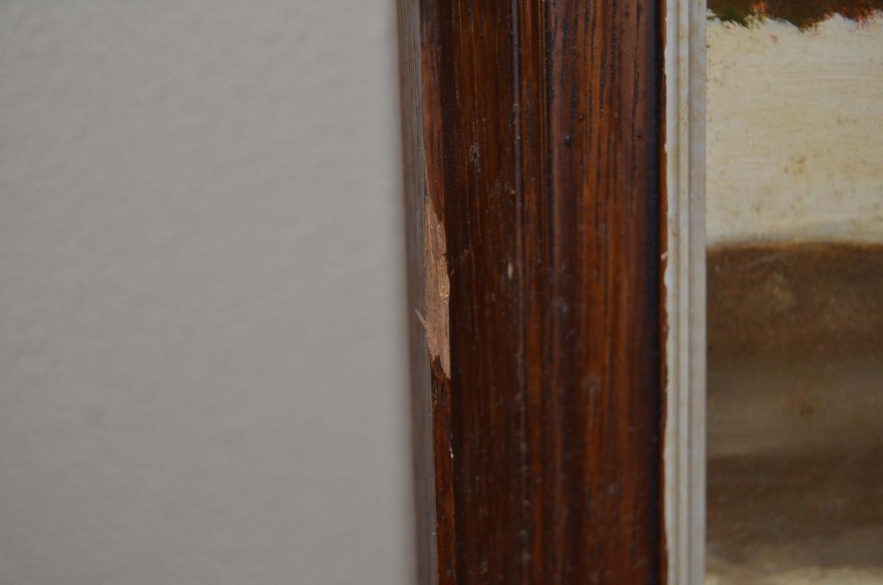 Primitief schilderij School Oudenbosch gesig. E Vonk