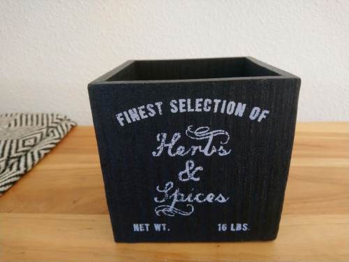 H&M Home vierkant houten bakje (bloempotje) Herbs & Spices 12 cm