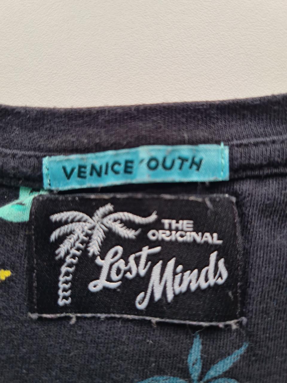 Lost Minds zwart, blauw print shirt  Maat XL