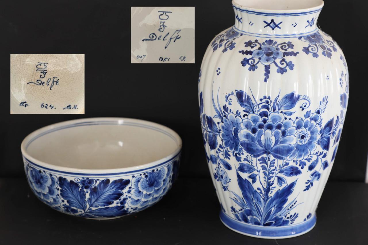Delfts blauwe bakje en vaas