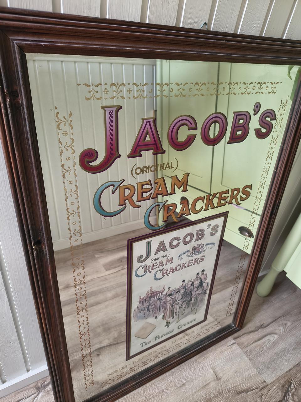 Prachtige oude originele Jacobs cream crackers spiegel, IZGS