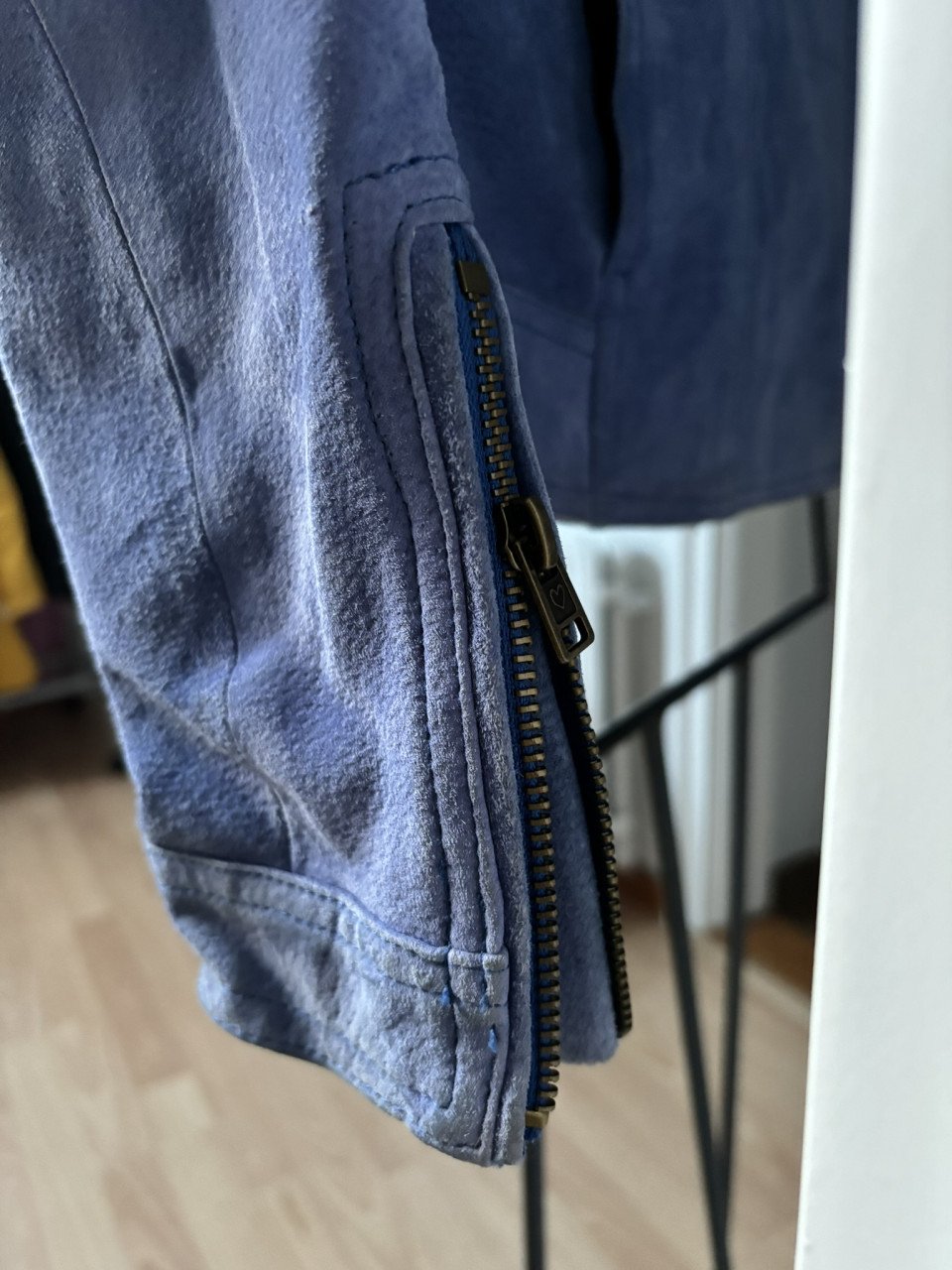 Leren damesjack blauw M 38  silver creek