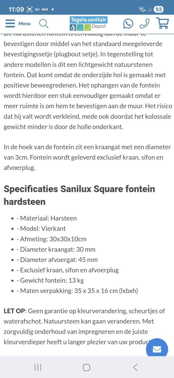 Waskom vierkant natuursteen