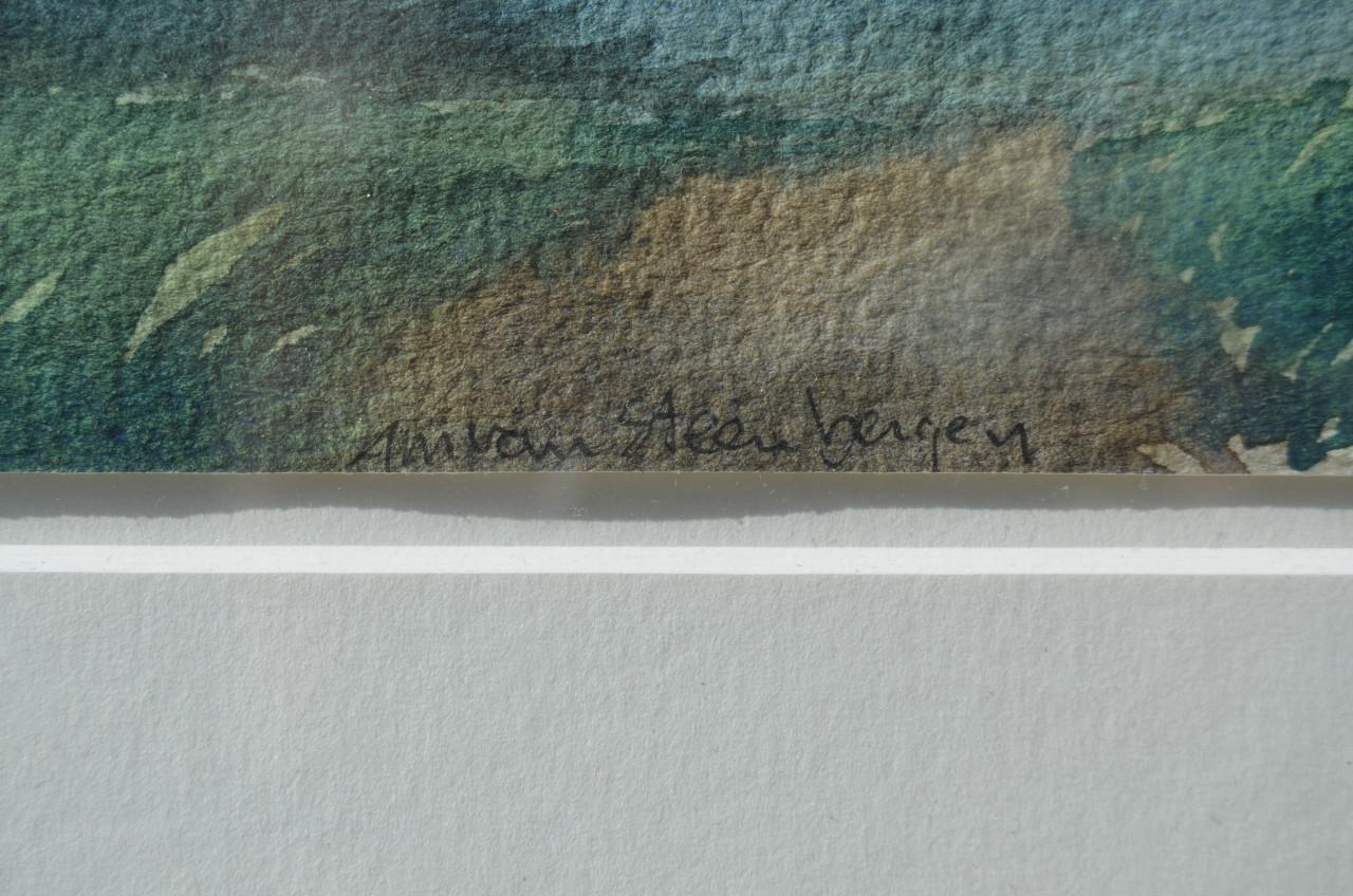 Aquarel Ton van Steenbergen Molen, gesigneerd