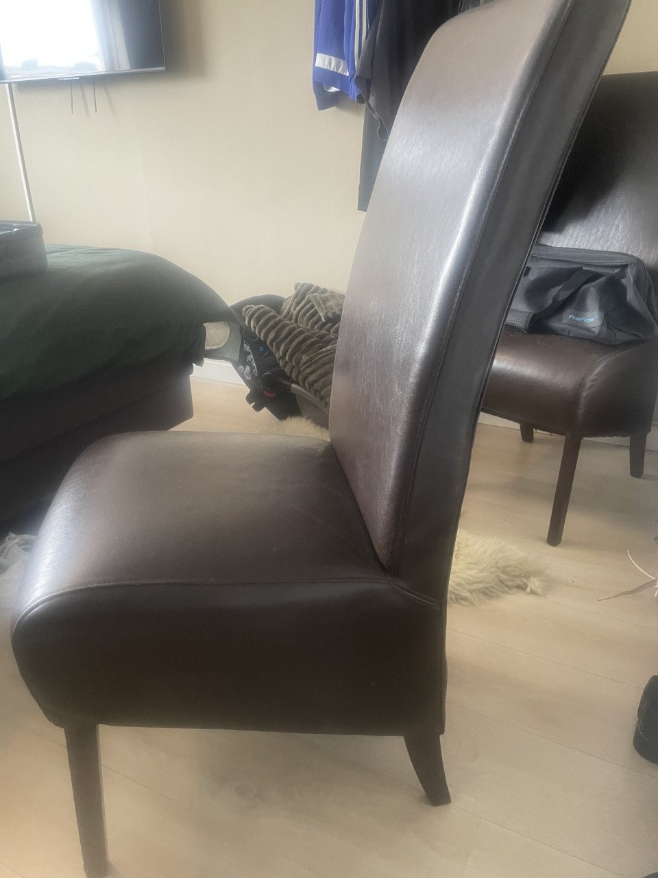 6 echt lederen bruine eetkamerstoelen