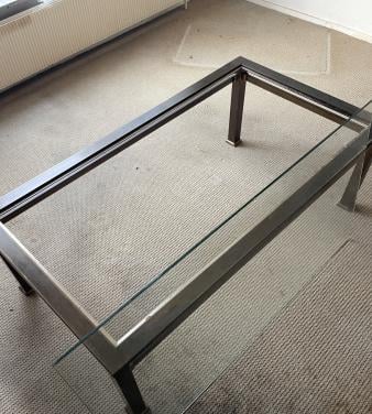 Gratis Messing salontafel met glazen plaat