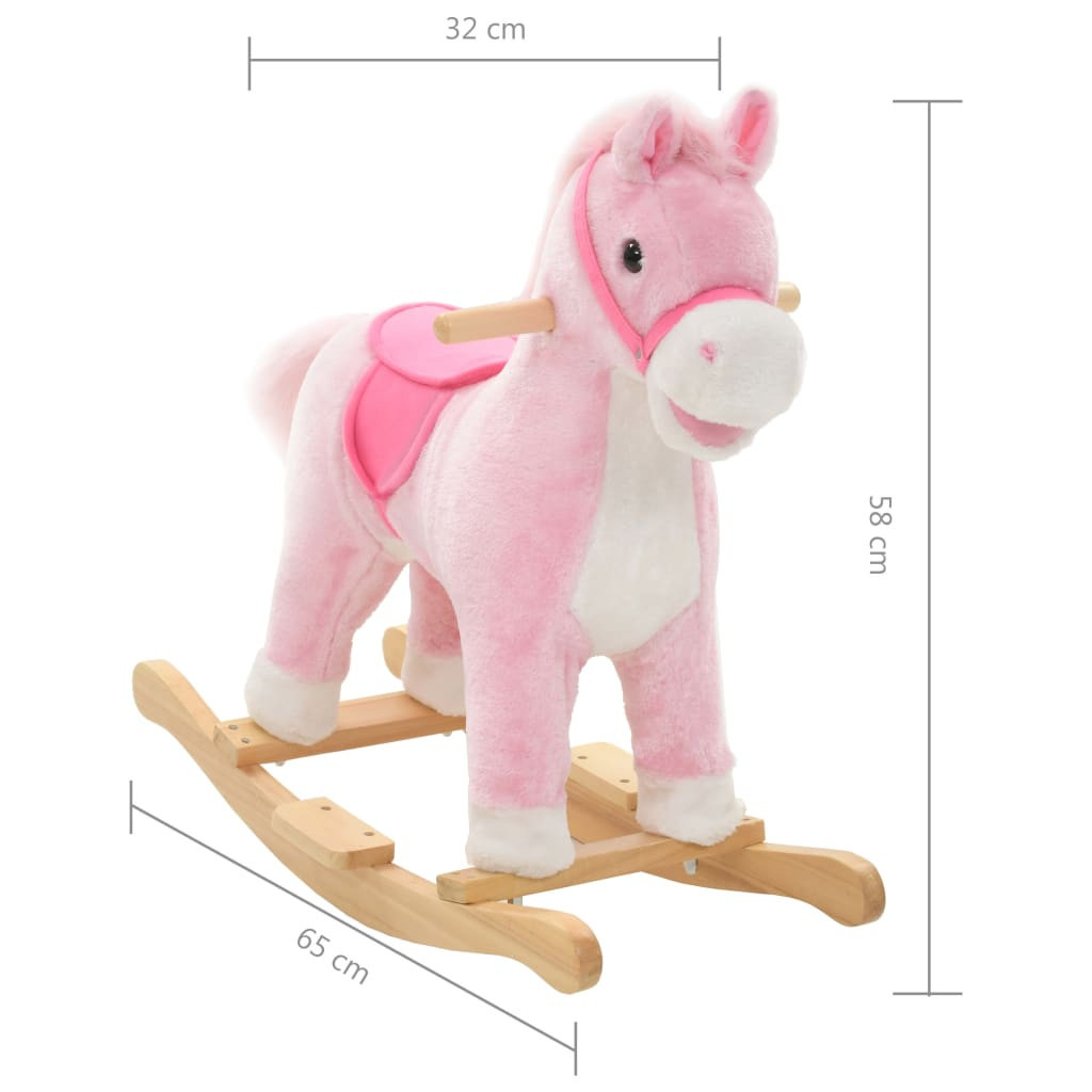 Hobbeldier paard 65x32x58 cm pluche roze casa xl