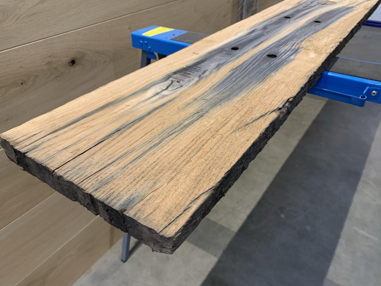 Eiken wagondelen / spoorwegplanken tafel 250cm