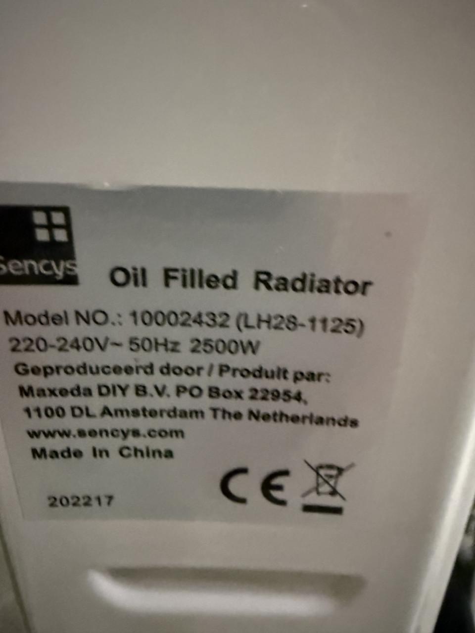 2 Sencys Olieradiatoren 2500W