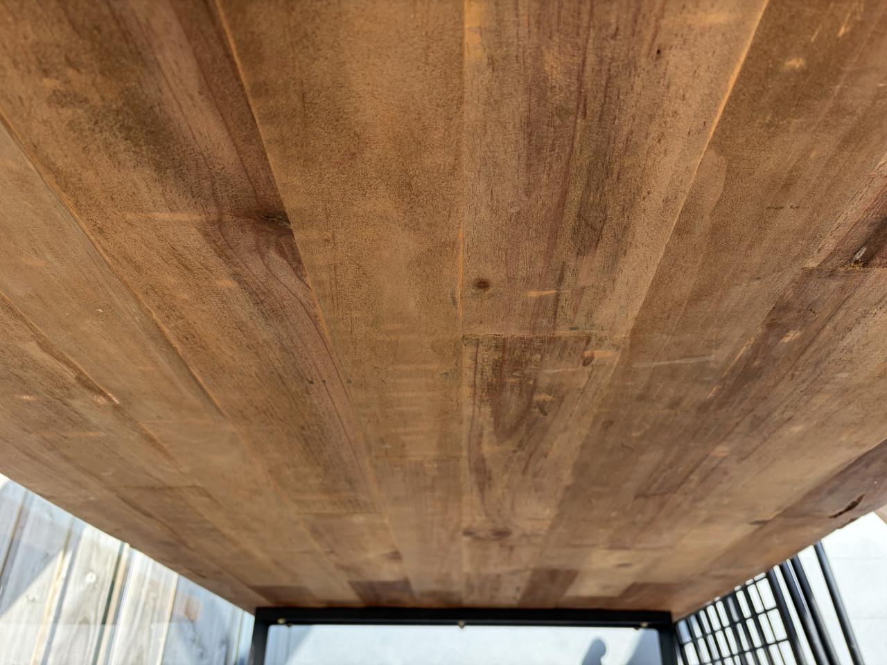 Eettafel Chunky Teak massief (240x100x77) stalen onderstel