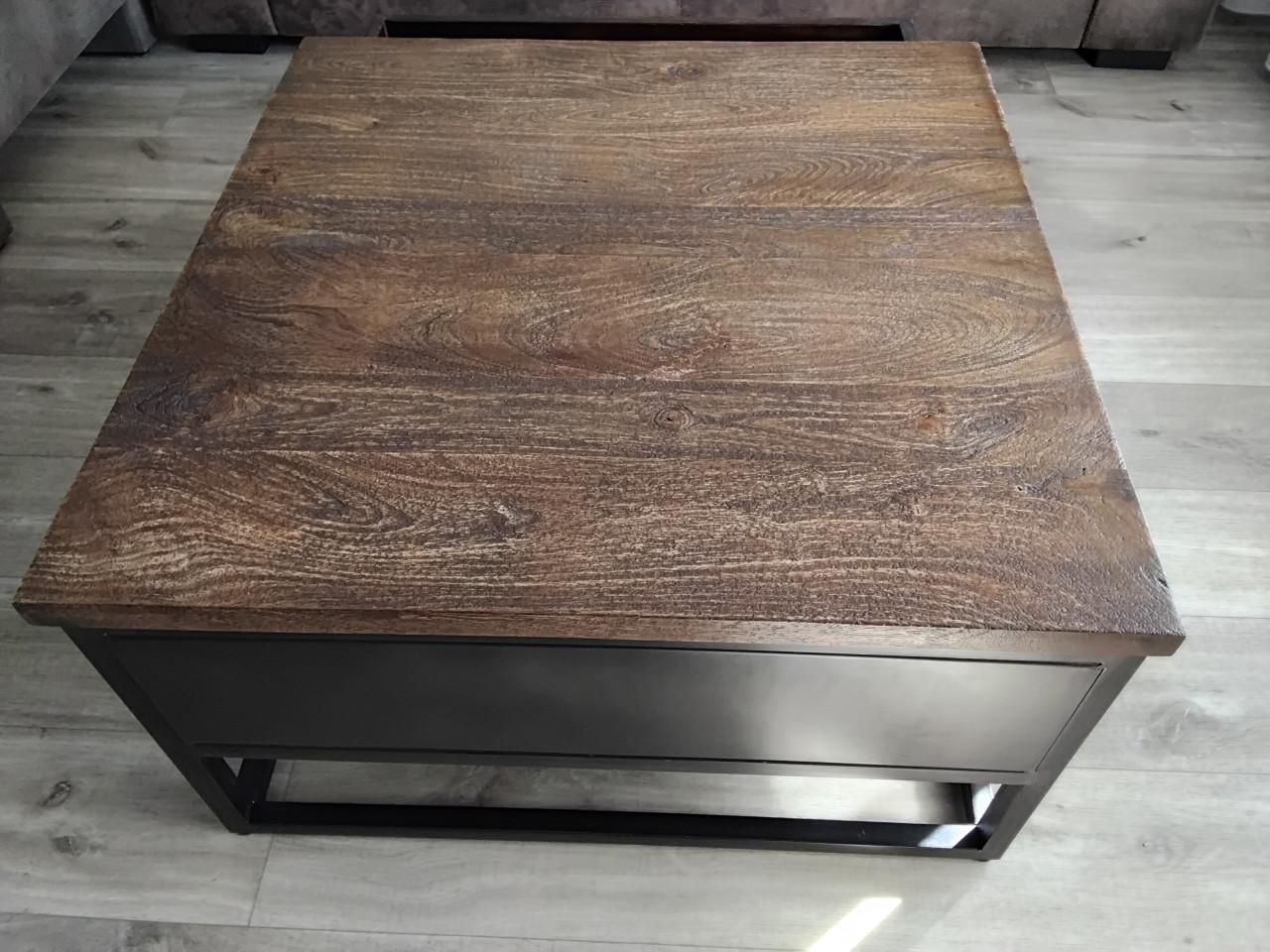 Industriële Salontafel van Mangohout met lade
