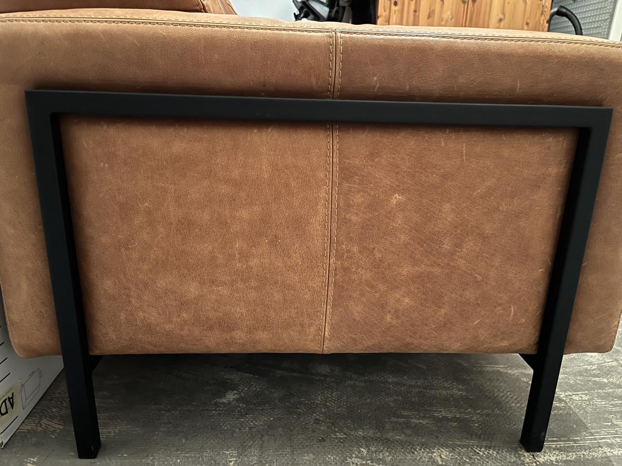 Cognac kleur lederen bank