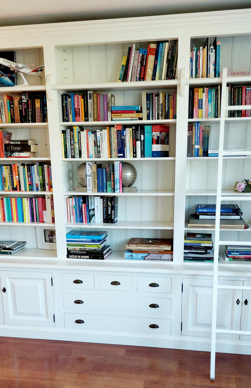 Grote landelijke stijl boekenkast met ladder