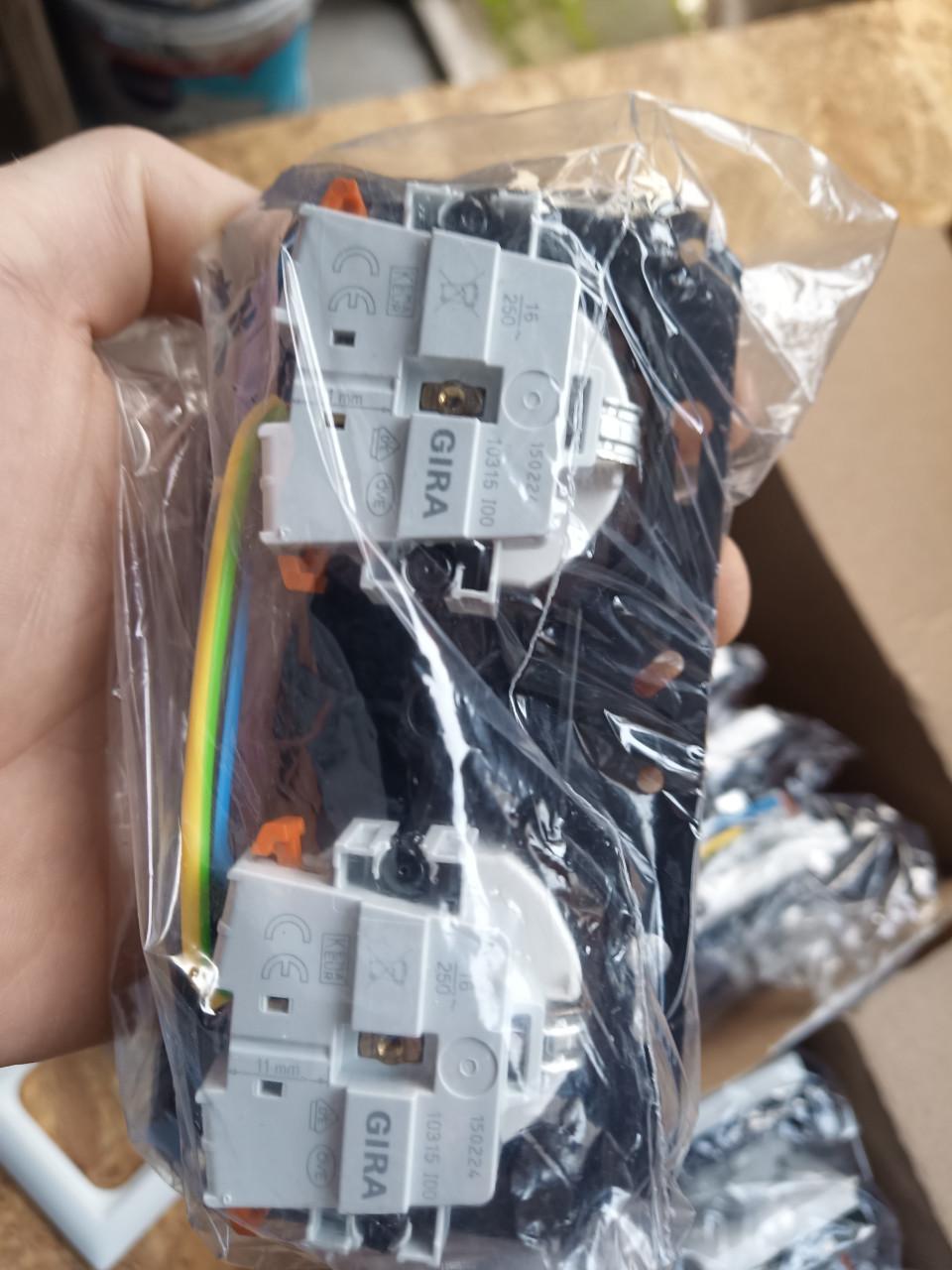 Gira system 55 dubbele wcd, dubbel inbouw stopcontact 13x