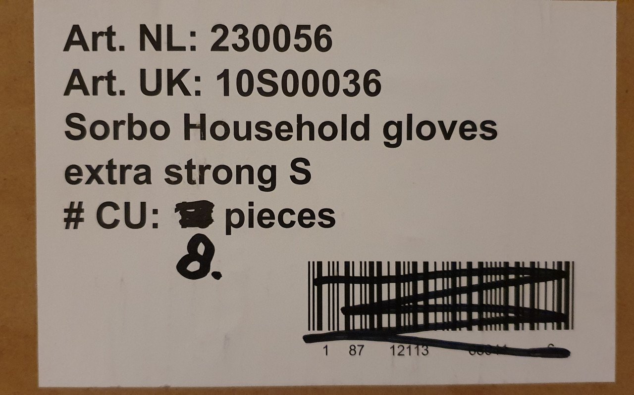 16 ×  Sorbo Huihoudhandschoenen  maat  S