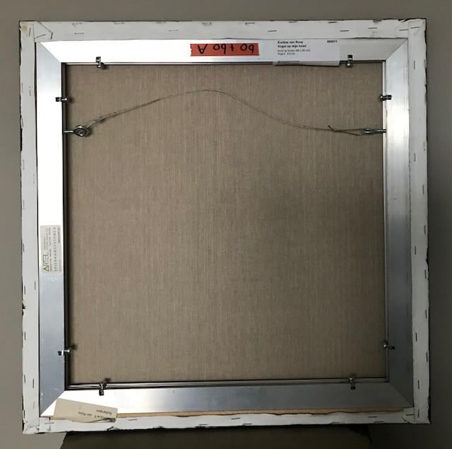 Schilderij "Vogel op mijn hoed" 60 x 60 cm