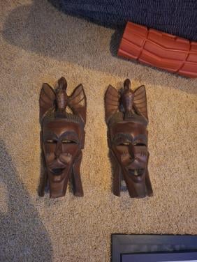 3 houten grote maskers echt hout