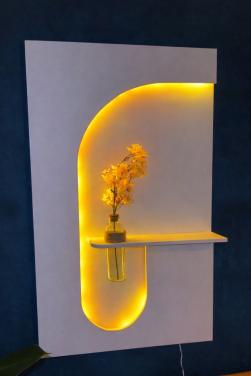 Japandi Bloomwall Art – Wanddecoratie met LED (handgemaakt)