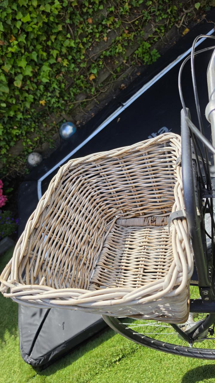 Batavus damesfiets met kinderzitje achterop.
