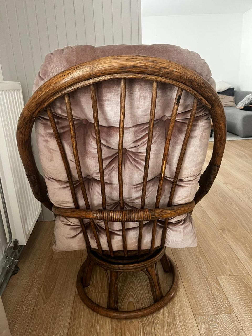 Vintage Rotan draaistoel incl zitkussen