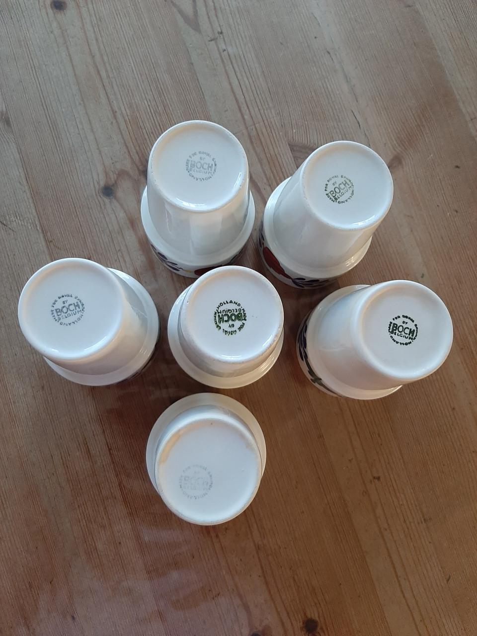 BOERENBONT BOCH - 6 BEKERS - AARDEWERK