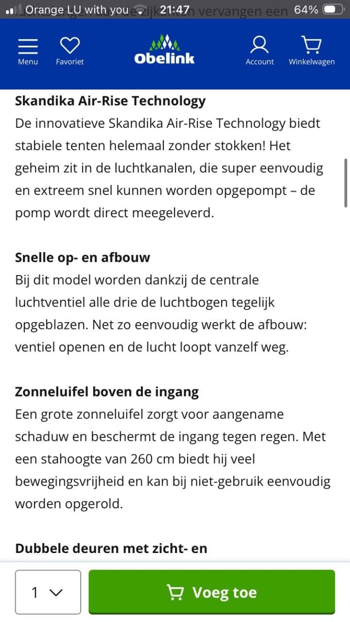 Skandika tipi tent hetta 460 bell air