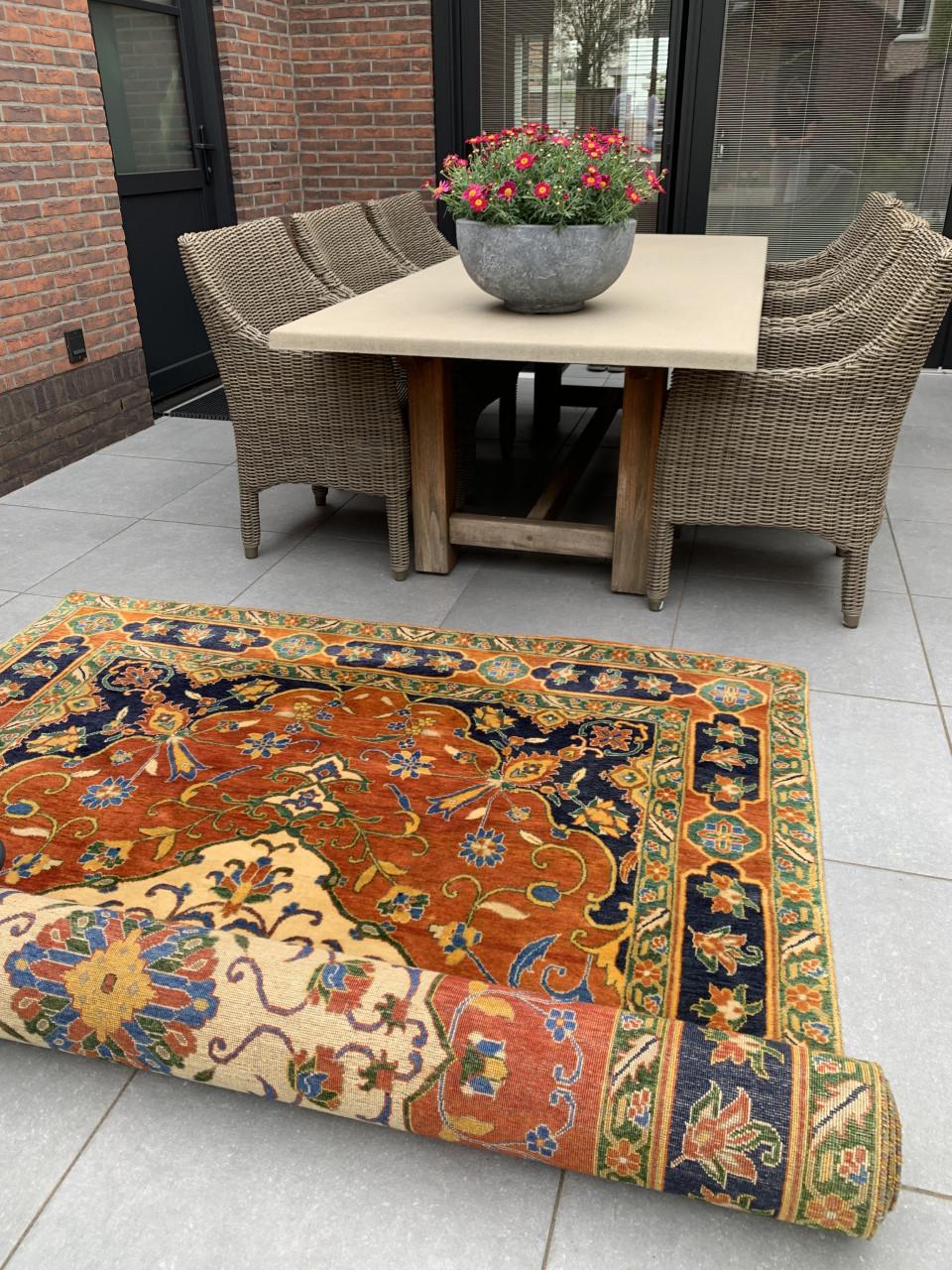 🧡Schitterend Sfeervol Kleurrijk Handgeknoopt Vloerkleed uit India🧡