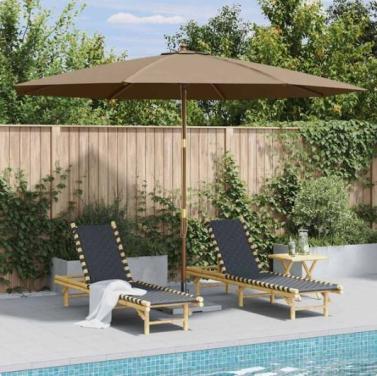 FSC Luxuhoutmastparasol diam 3.5m zand NIEUW IN DOOS