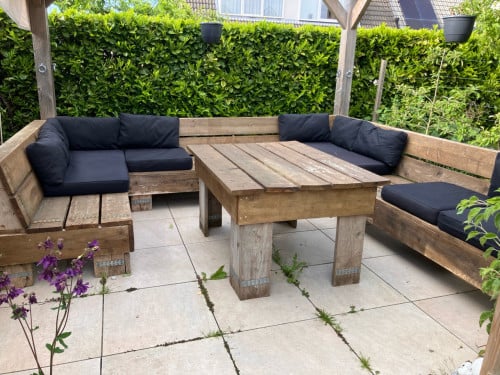 Steigerhouten tuinset