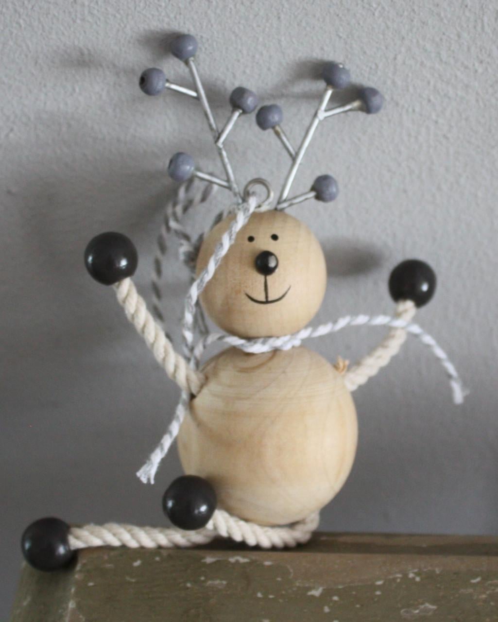 Houten elandhanger grijs
