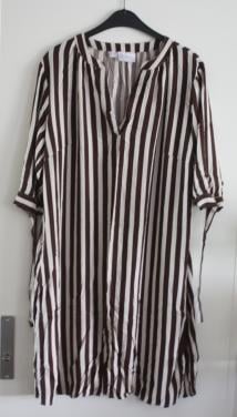 Jurk bruin wit gestreept  maat 46