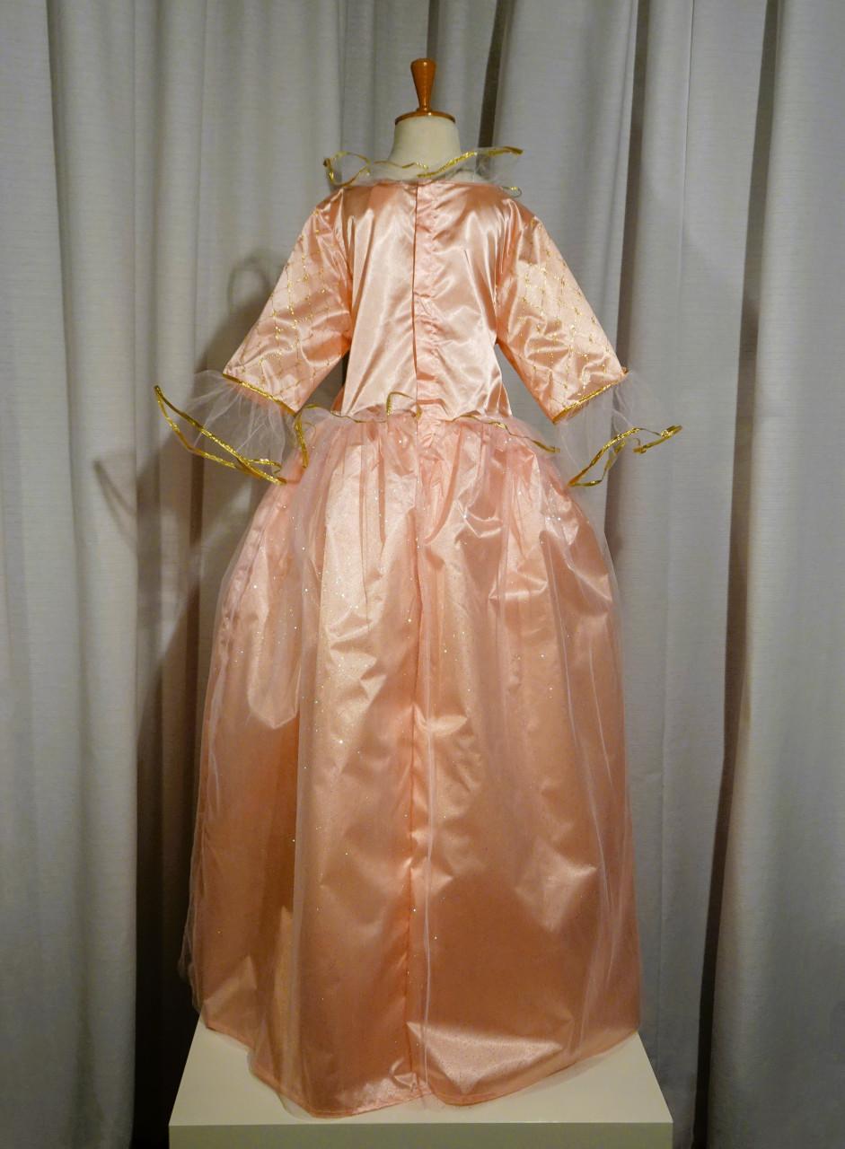 Nieuw ! Maat 128-134 Lange Zalmroze Barbie Prinsessenjurken + Kroon