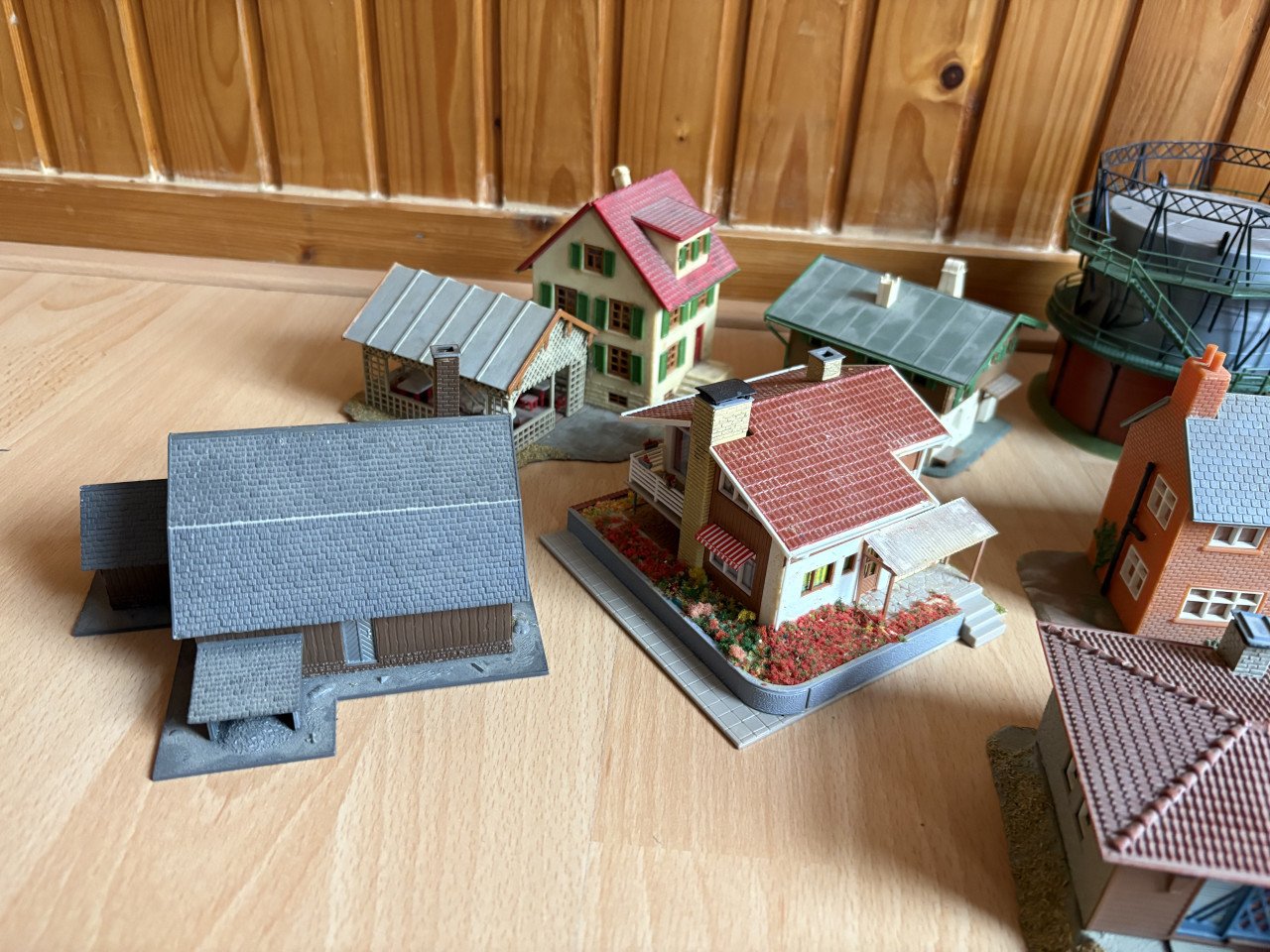 Set huisjes voor de modelspoorbaan H0 set blauw