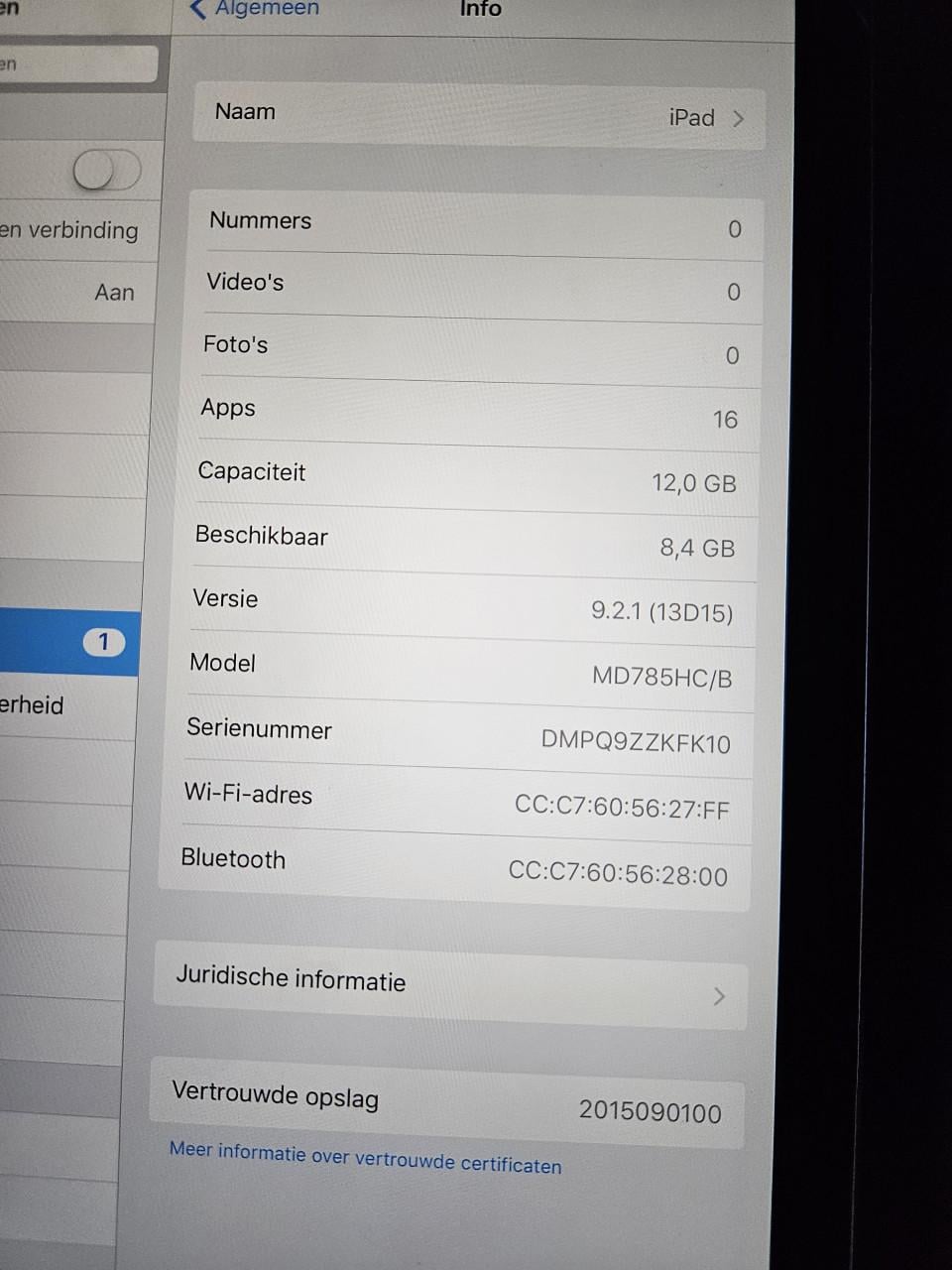 Werkende Apple iPad Air 16GB Wi-Fi Spacegrijs