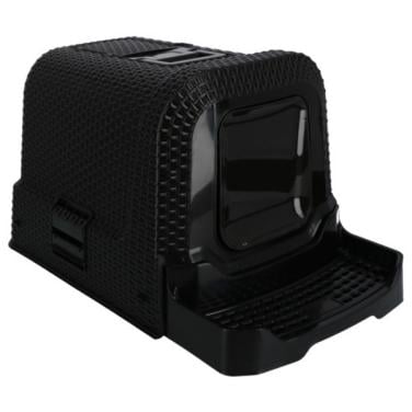Kattentoilet Rattan Zwart 69x42x41 cm