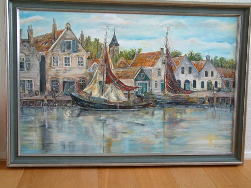 Water en wind schilderijen  jac Caljouw Beste stuurlui staan aan wal