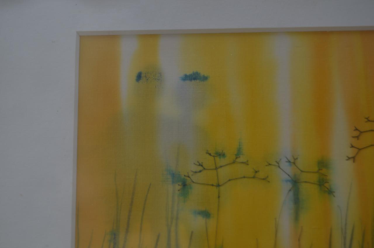 Figuren/schimmen in een weidelandschap gesign/gedat.