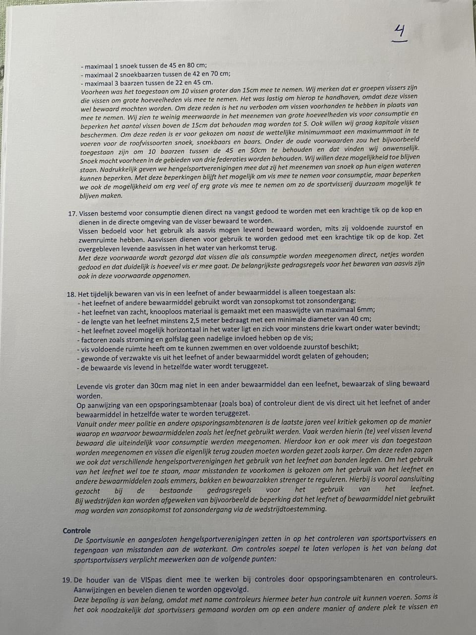 Nieuwe voorwaarden 2026/ 2027/ 2028 Sportvisunie zie foto's