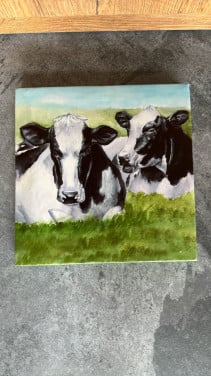 2 x cavans schilderij koe watervast