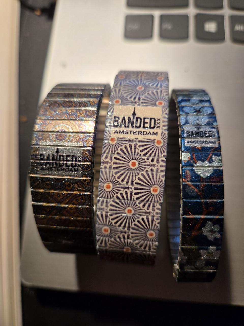 3 Banded Amsterdam elastische armbanden  2 x 18 mm  1x 10mm