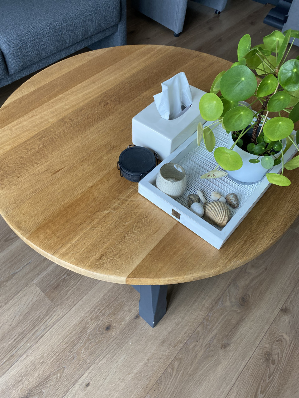 Salontafel eiken 100 cm rond 51 hoog
