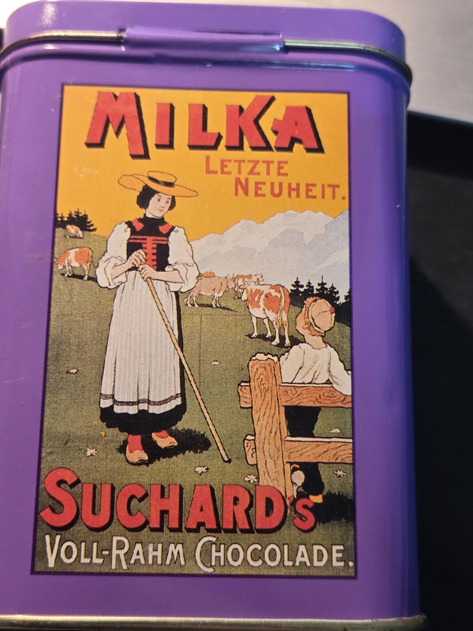 Vintage Milka Naps tinnen blik uit de Letzte neuheit serie,