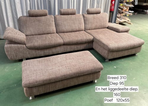 Stoffen bank met longchair