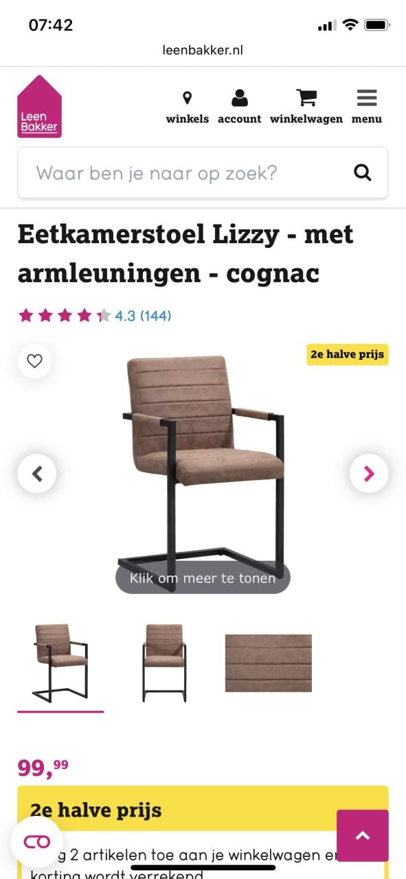 4 mooie eetkamerstoelen te koop