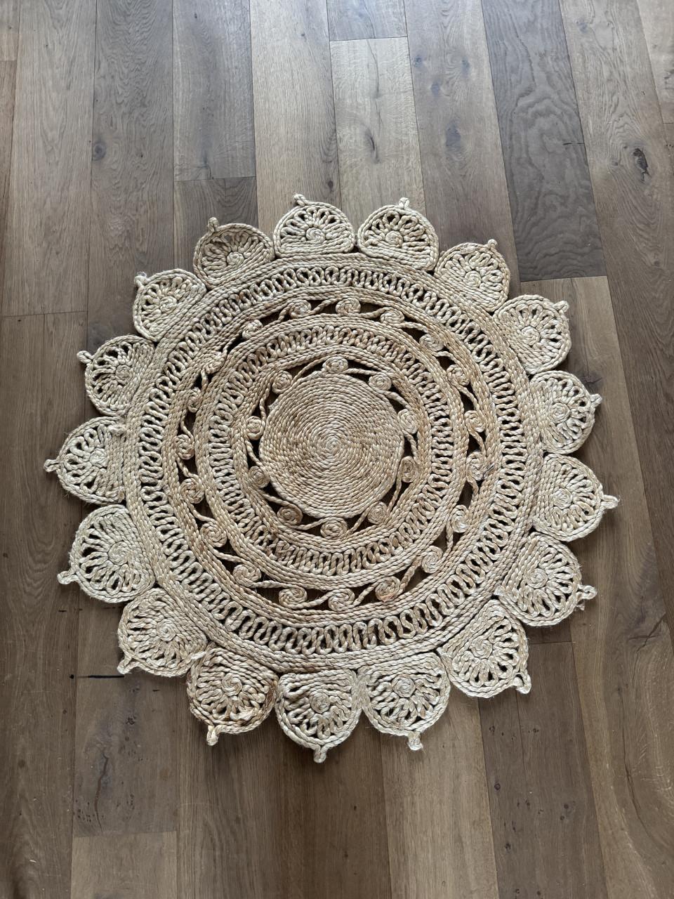 Rond jute vloerkleed Ø115 cm – ook als wanddecoratie