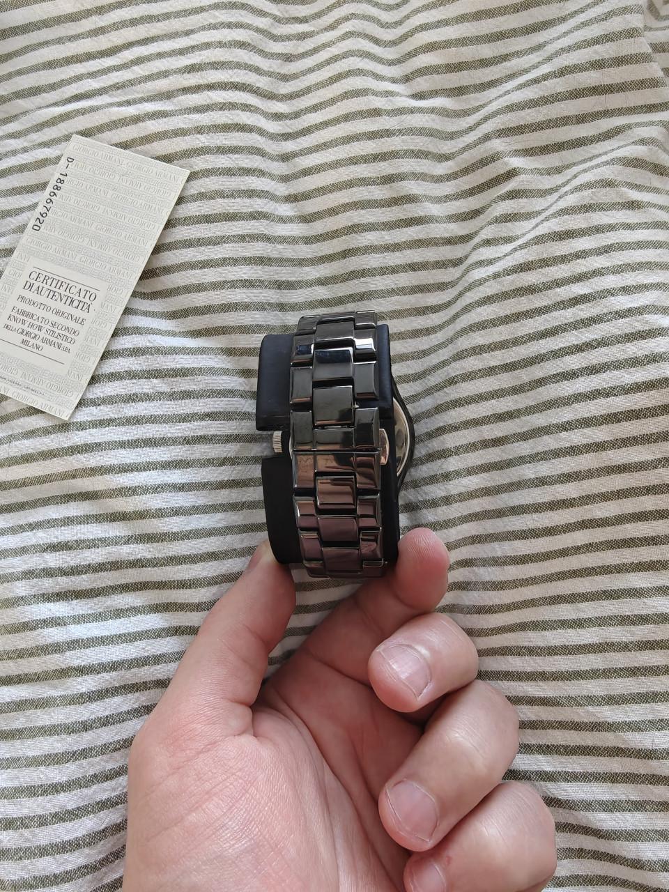 Armani zwart RVS herenhorloge