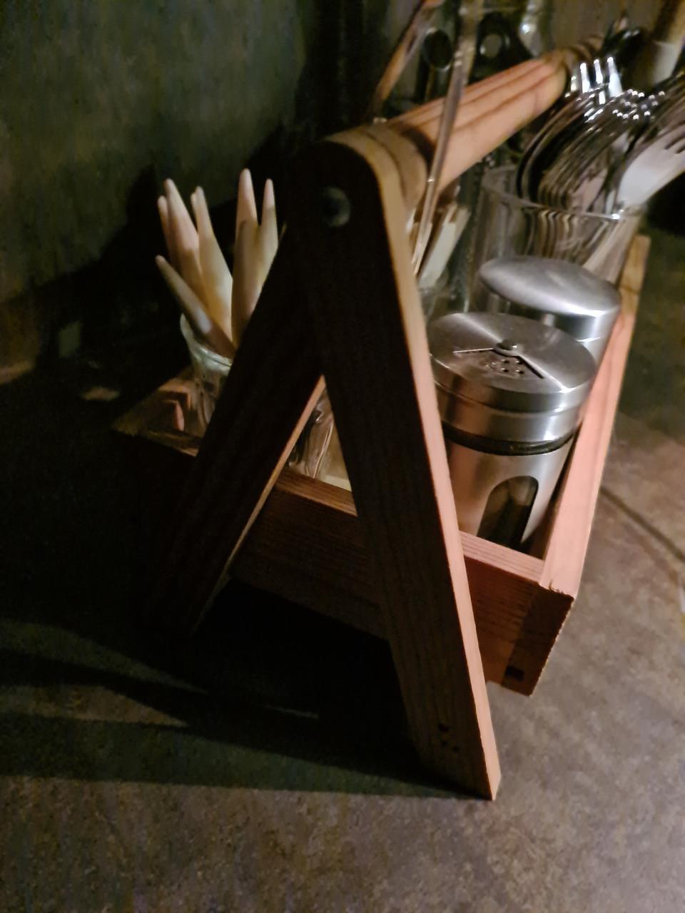 Houten gruttersbak / aanrecht rekje  38X15X18 cm