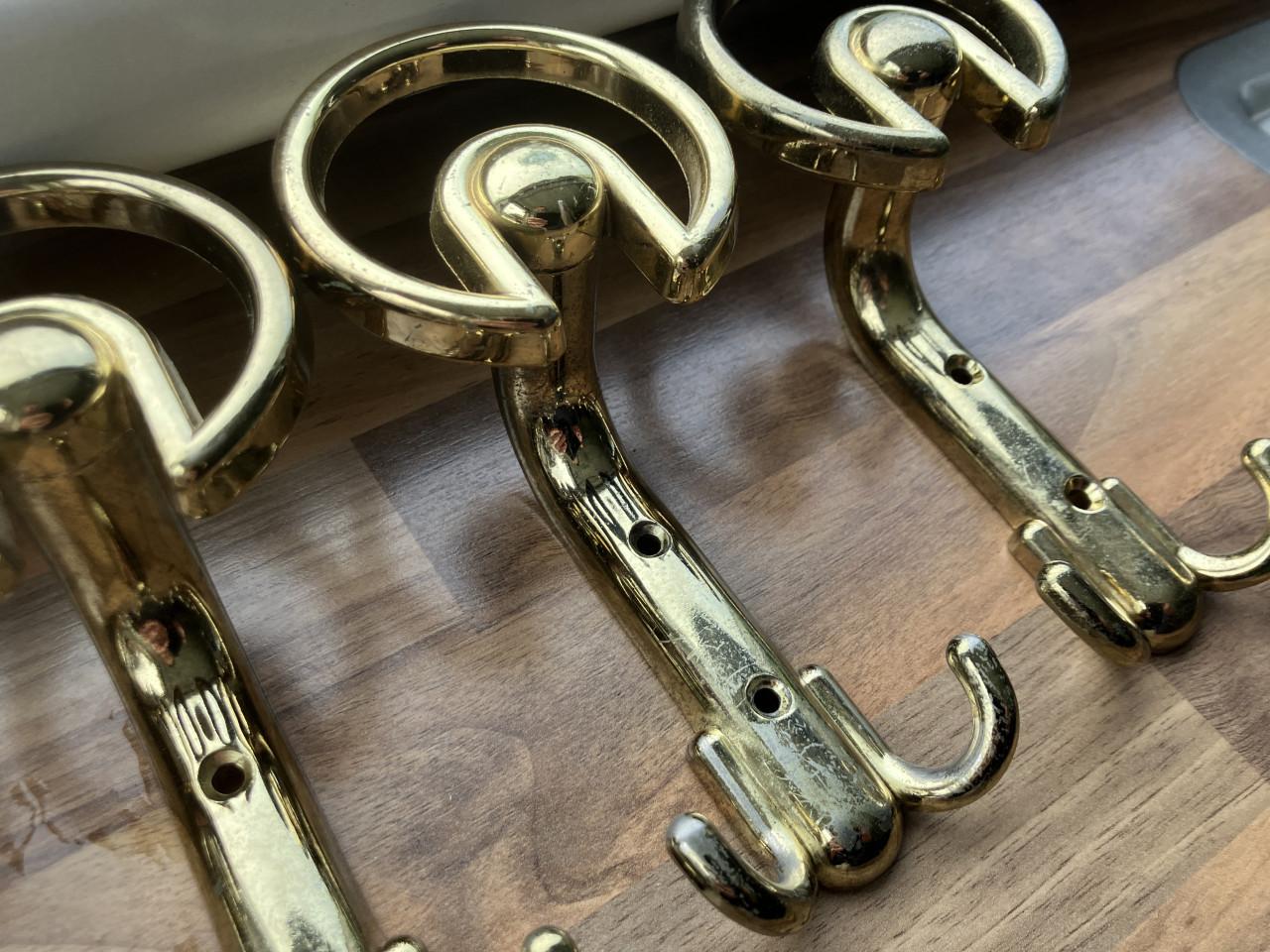 Vintage messing kapstokhaken 7st