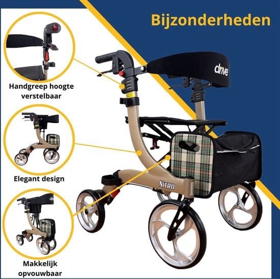 Rollator Nitro Large - Champagne kleur