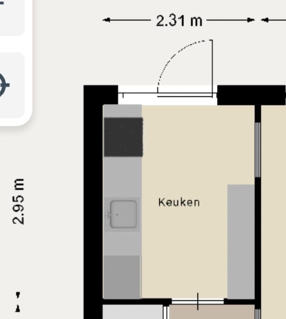 Moderne witte keuken 2,95 m met natuurstenen blad (2023)